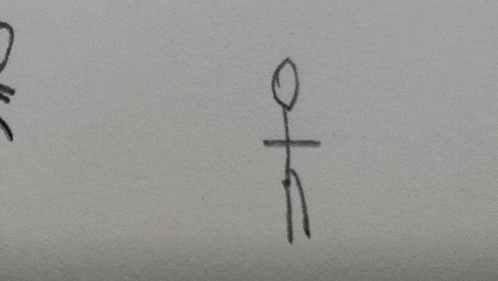 a stick figure is drawn on a piece of paper with a cross on it