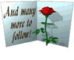 a card with a red rose and the words " and many more to follow " on it