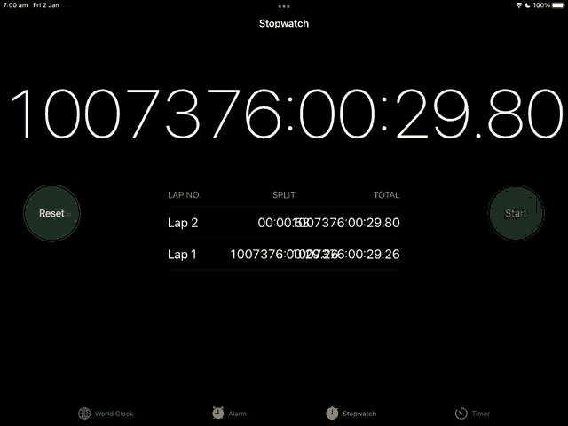 a stopwatch displays the time as 7:00 am