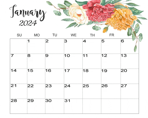 a calendar for the month of january 2024