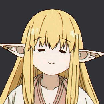 a drawing of a girl with long blonde hair and elf ears making a funny face