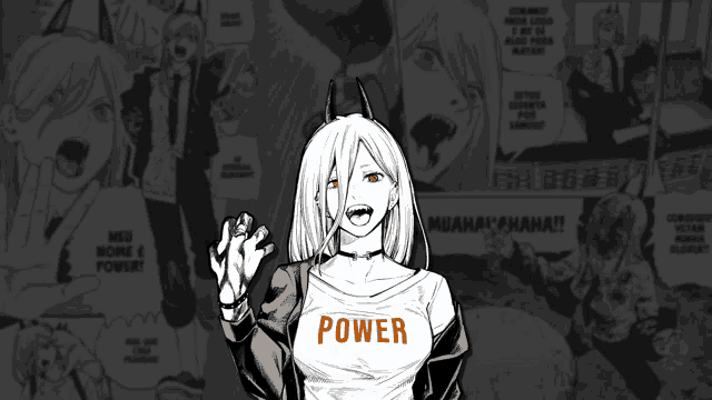 a black and white drawing of a girl wearing a power shirt