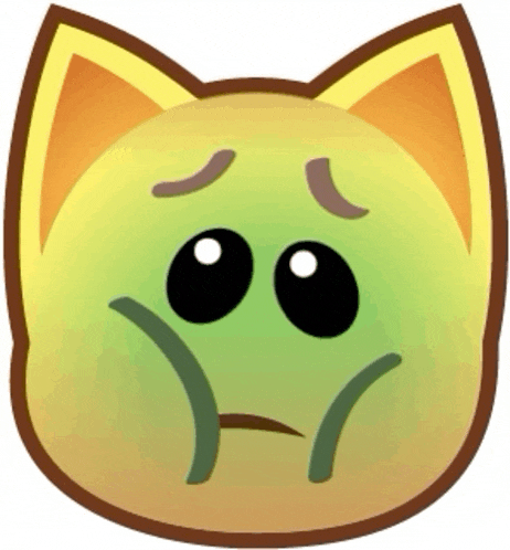 a cartoon cat with a sad face on it 's face