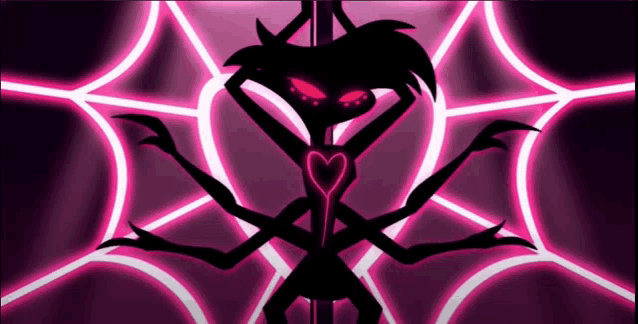 a spider with a heart on its chest is surrounded by neon lights