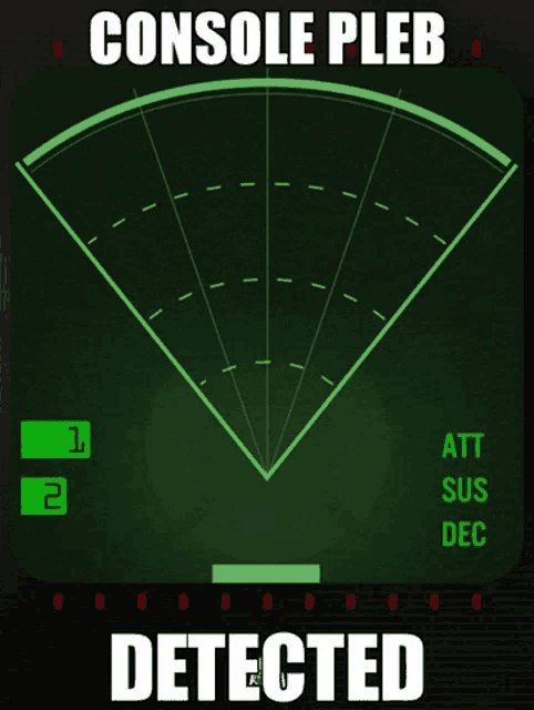 a radar screen with the words console pleb detected below it