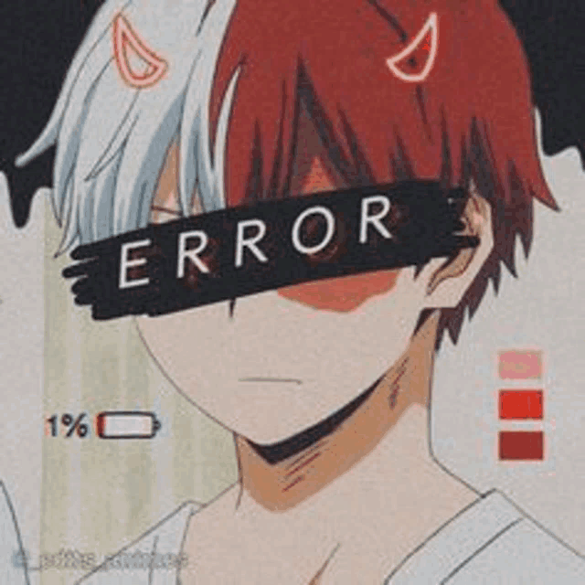 a boy with devil horns is wearing a mask that says error on his face .