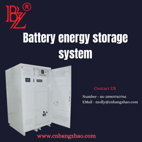 an advertisement for a battery energy storage system with contact information