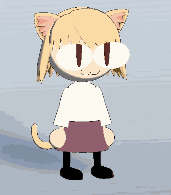 a cartoon character with a cat ear and a white shirt