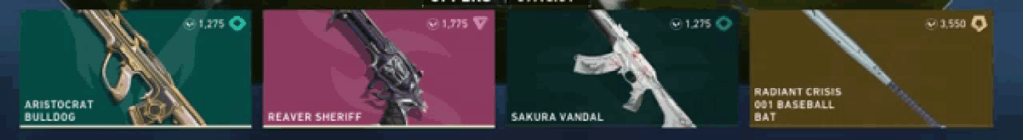 a screenshot of a video game with weapons including a beaver sheriff and a sakura vandal