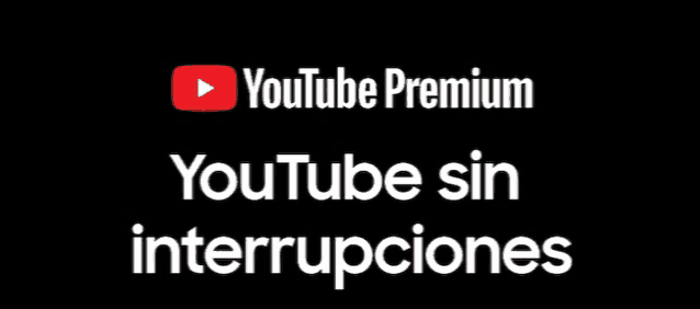 a black background with the words youtube premium youtube sin interrupciones