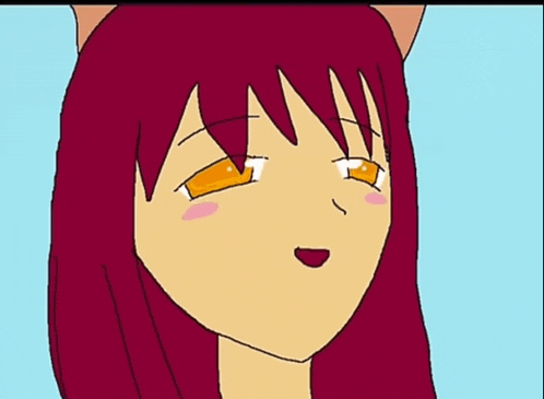 a cartoon girl with red hair and orange eyes