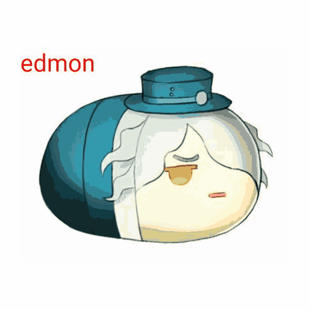 a drawing of a person with a hat and the name edmon