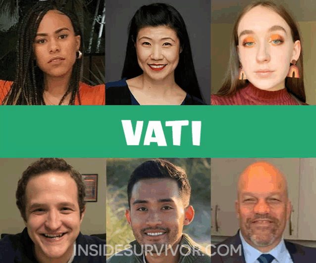 a collage of people with the word vati in white letters