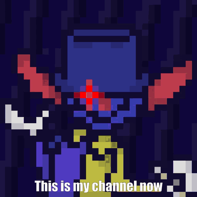 a pixel art of a person with the words " this is my channel now "