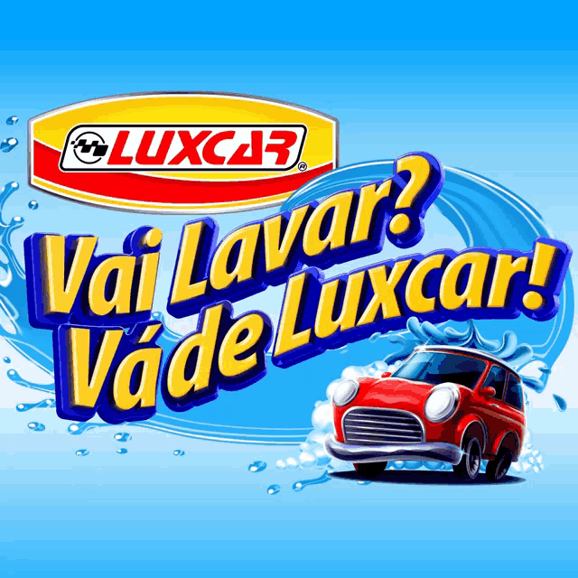 an advertisement for luxcar shows a red car in the water