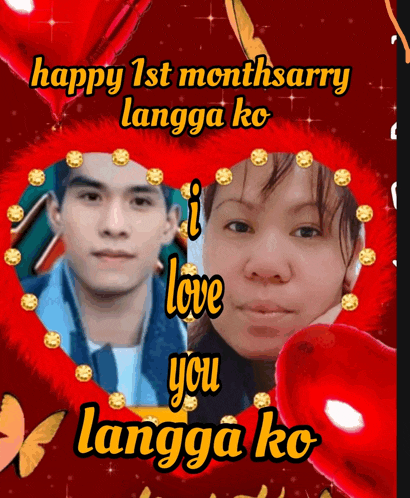 a happy 1st month sarry greeting card with a picture of a man and a woman