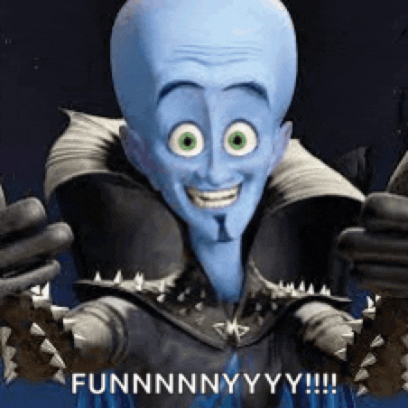 a cartoon character with a bald head and green eyes is smiling and holding a sword .