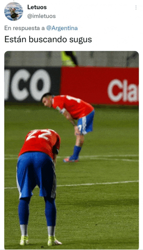 two soccer players on a field with the words " estan buscando sugus " on the bottom