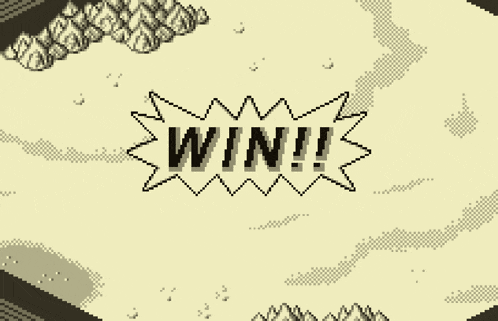 a pixel art of a speech bubble that says win on it