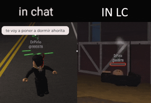 a picture of a person in a video game with the words in chat and in lc