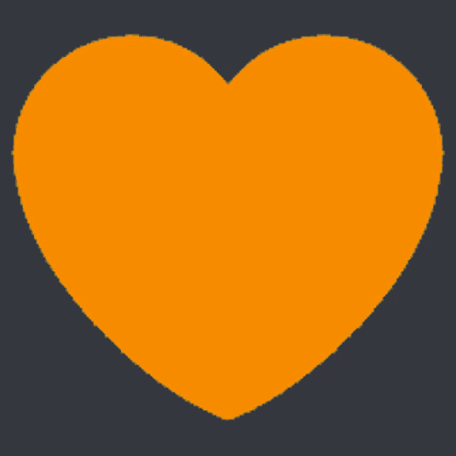 an orange heart is against a dark grey background