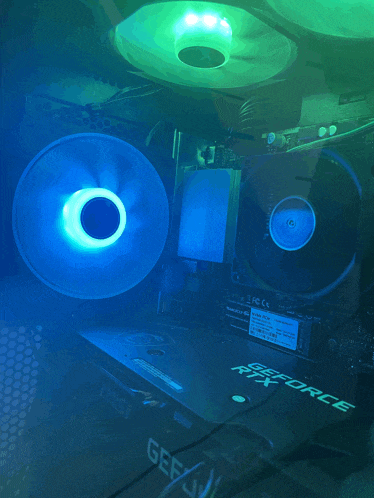 a msi geforce rtx graphics card is lit up in blue