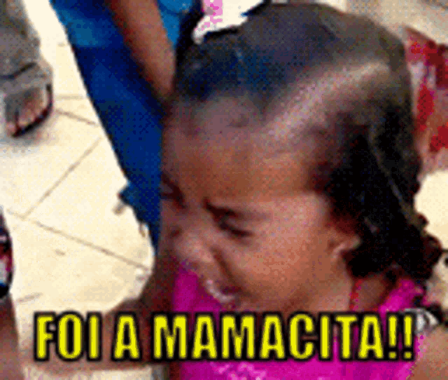 a little girl in a pink dress says foi a mamacita !!