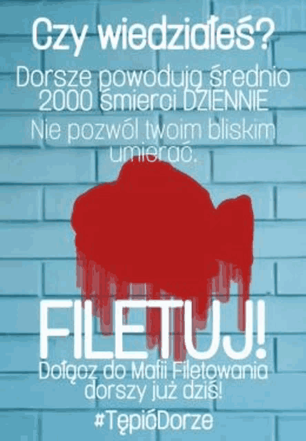 a poster with a silhouette of a fish and the words filetu !