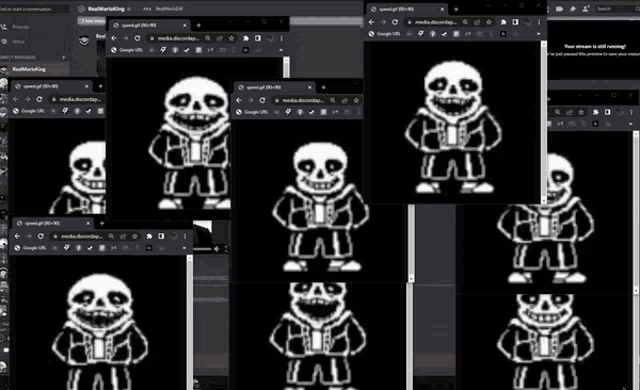 a bunch of screenshots of sans from undertale on a computer screen