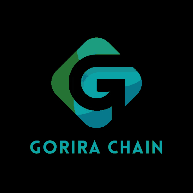 a logo for gorira chain with a green and blue g