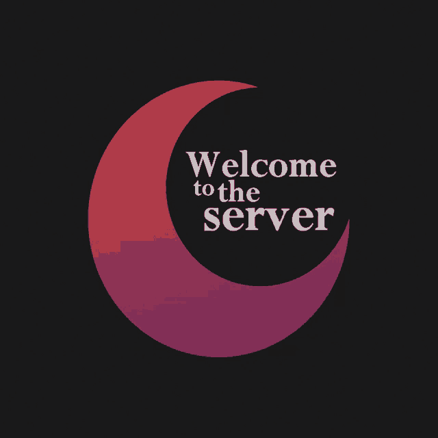 a logo that says welcome to the server with a crescent moon