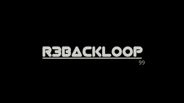 the logo for r3backloop 99 is white on a black background