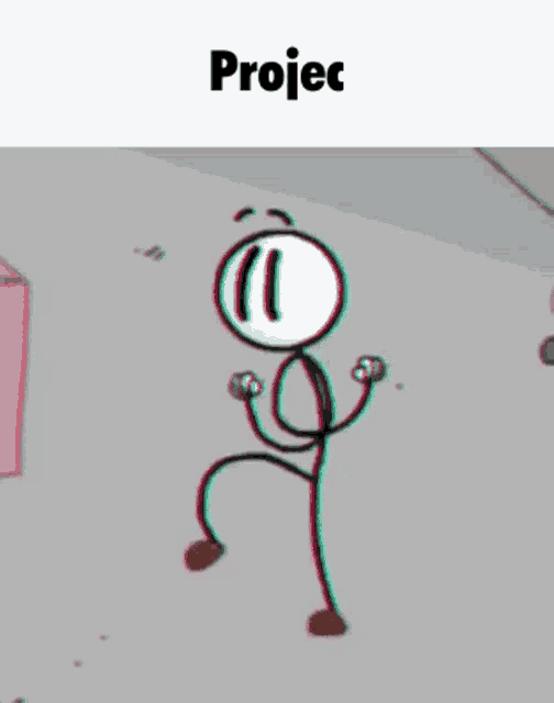 a cartoon of a stick figure dancing with the word projec above it