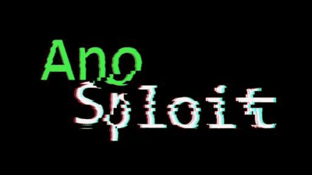 a glitch effect of the word ano split on a black background .