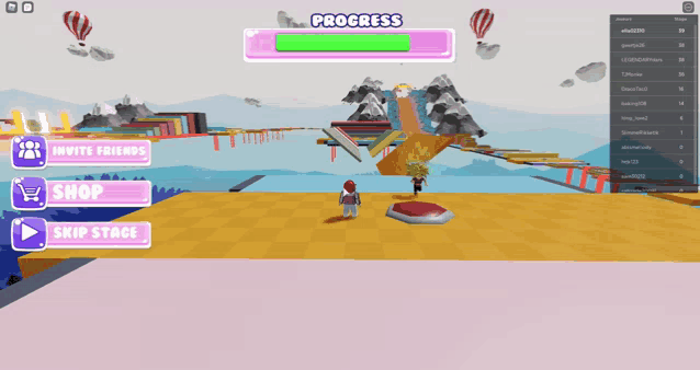 a screen shot of a video game with progress written on the top