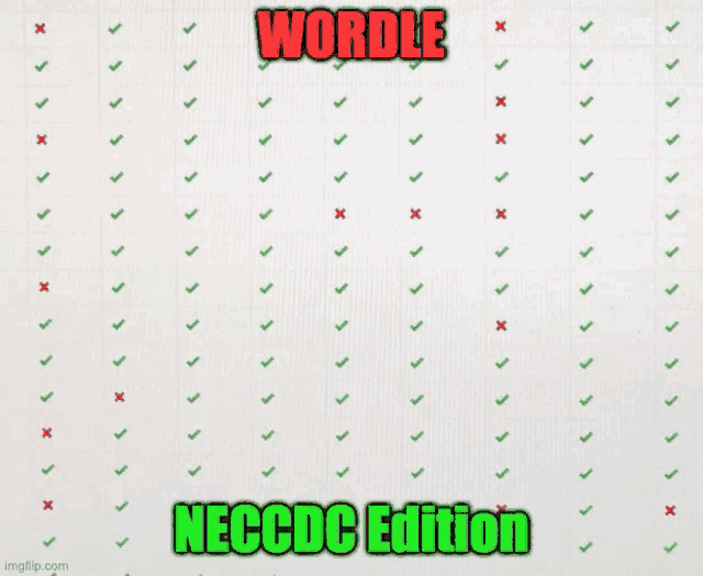 the wordle neccdc edition is displayed on a screen