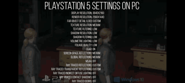 a playstation 5 settings on pc screen with a picture of two people