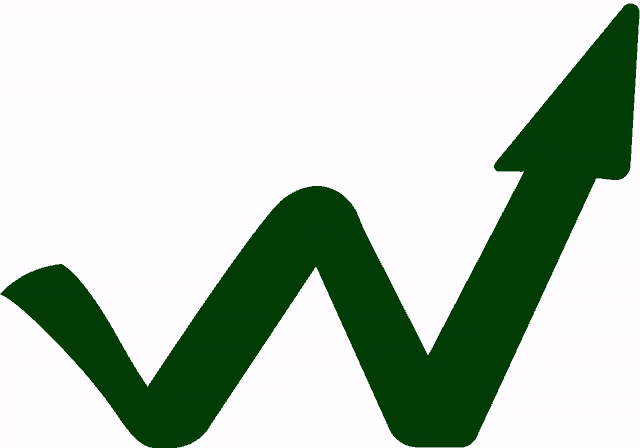 a green arrow pointing upwards with a white background