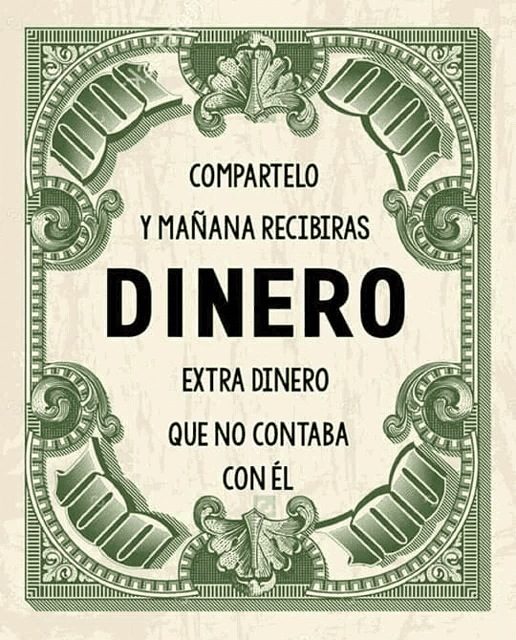 a poster that says compartelo y manana recibiras dinero extra dinero that no contaba con el