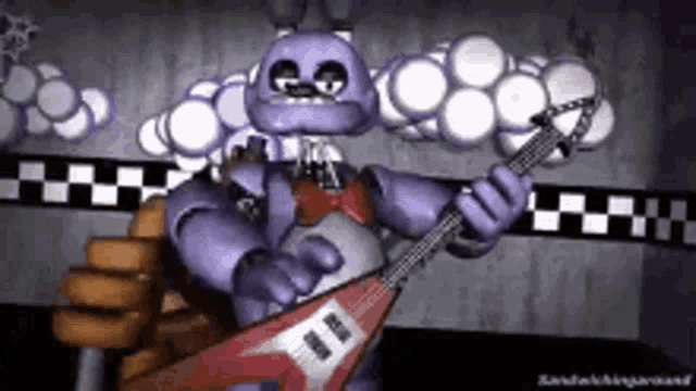 bonnie the bunny from five nights at freddy 's is playing a guitar