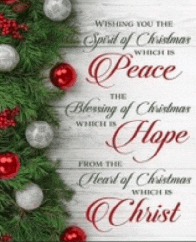 a christmas card with the words wishing you the spirit of christmas which is peace from the heart of christmas which is christ