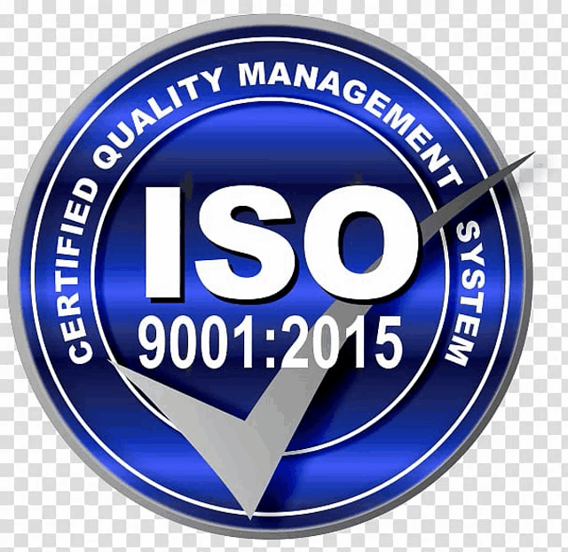 a blue iso certified quality management system sticker