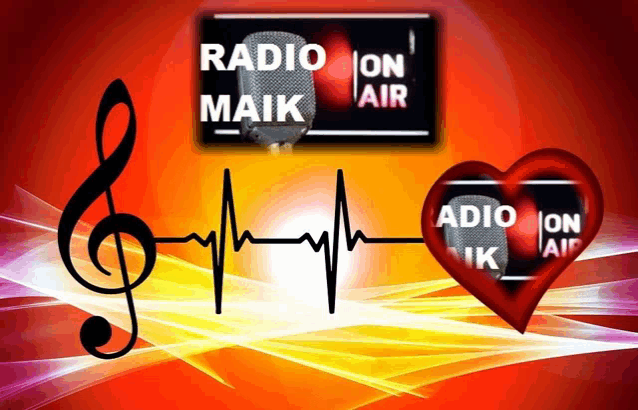 a logo for radio maik with a treble clef