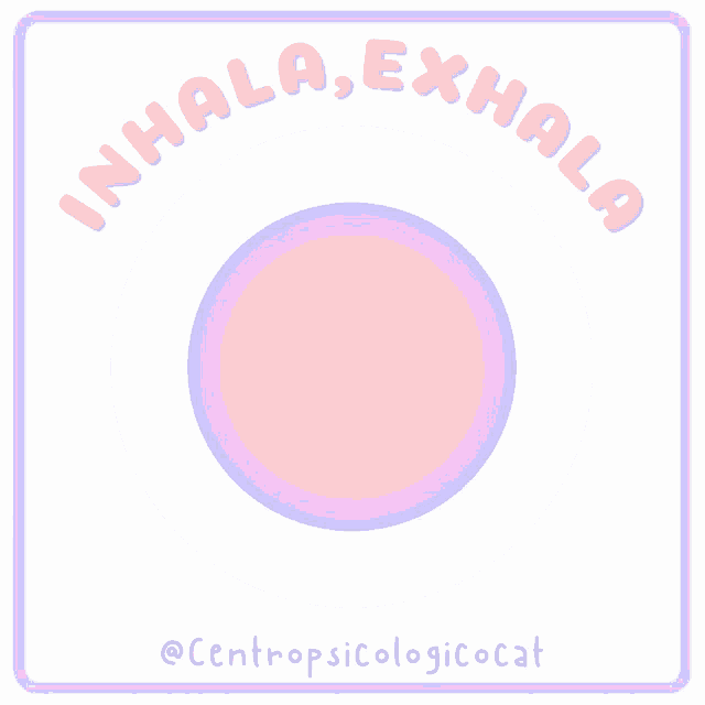 a purple and pink circle with the words inhala exhala on it