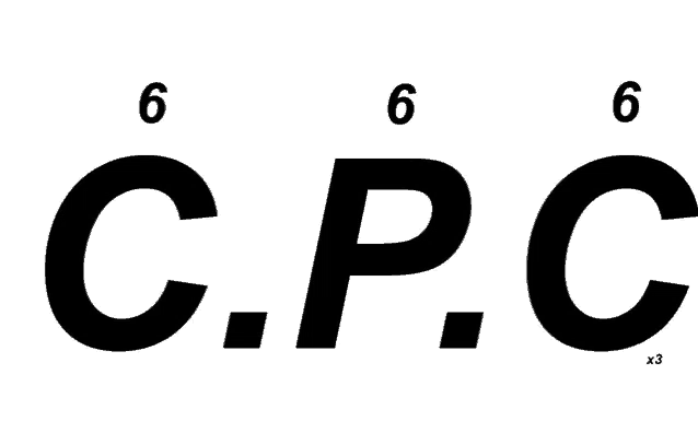 a black and white logo for c.p.c. with the numbers 6 and 6 on it