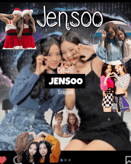 a poster for jensoo official shipper with a picture of two girls