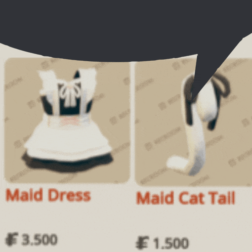 a maid dress and maid cat tail are displayed