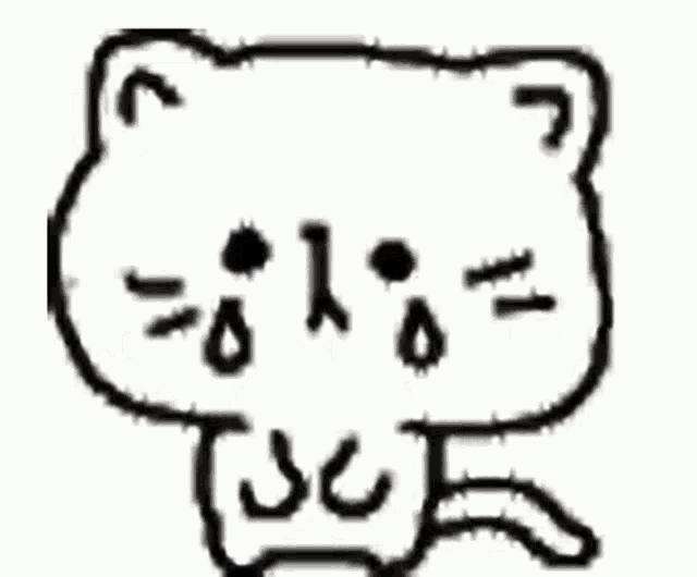 a black and white drawing of a teddy bear with a smiley face on a white background .