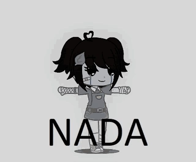 a black and white drawing of a girl with the word nada on the bottom