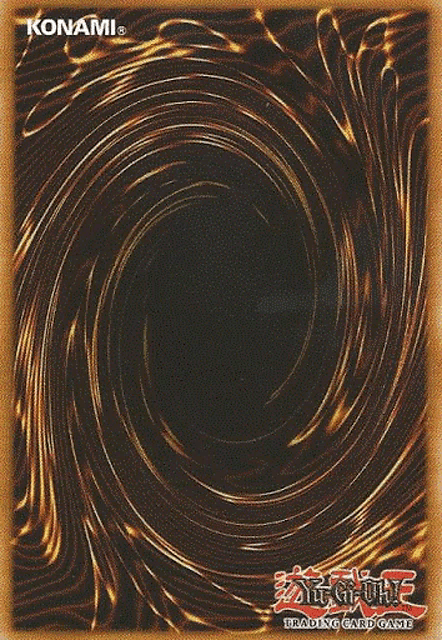 the back of a yu gi oh card has a swirl design